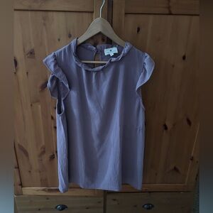 Purple Ruffle Sleeve Blouse
